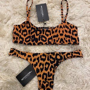 PrettyLittleThing Orange Cheetah Print Bikini Set